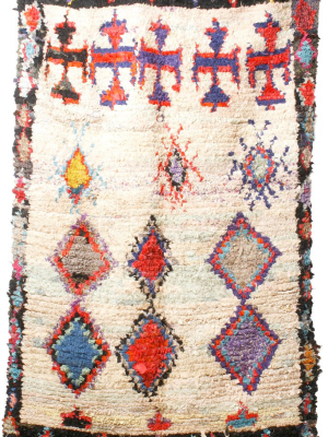 Vintage Large Moroccan Boucherouette Rug - 7'x 4.5'