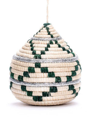 Handwoven Baskets By Blu Green + Silver Bulb Ornament