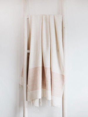 Hand-spun Ethiopian Cotton Bath Towel - Blush Ribbed