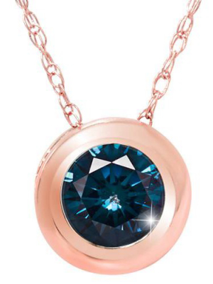 Pompeii3 3/8ct Blue Diamond Pendant 14k Rose Gold