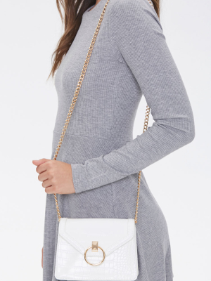 Faux Croc Leather Crossbody Bag