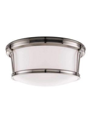 Newport 3 Light Flush Mount Satin Nickel