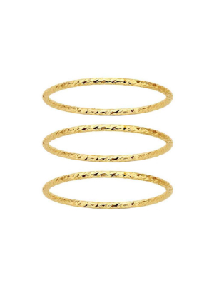 Triple Set 14k Gold Filled Diamond Cut Band Rings