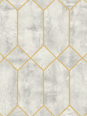 Geo Faux Wallpaper In Silver Birch And Metallic Gold From The Living With Art Collection By Seabrook Wallcoverings