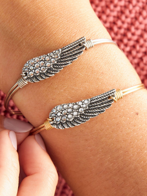 Angel Wing Bangle Bracelet In Crystal