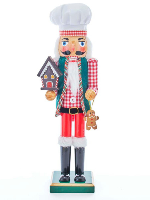 Kurt Adler 15" Chef With Gingerbread House Nutcracker