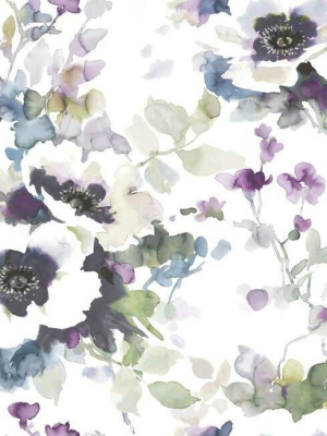 Garden Anemone Peel & Stick Wallpaper In Lilac And Green By York Wallcoverings