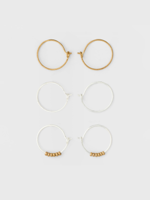 Trio Hoop Earring Set 3pc - Universal Thread™