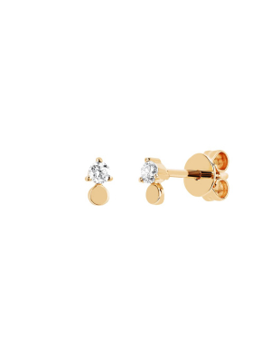 Gold Disk Diamond Studs - Yellow Gold