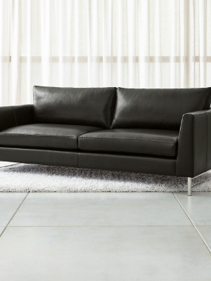 Tyson Leather Sofa With Stainless Steel Base
