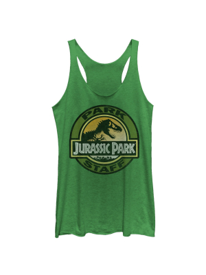 Women's Jurassic Park Staff Badge Racerback Tank Top