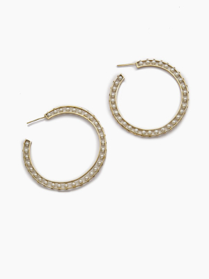 Karina Pearl Trimmed Hoop Earrings - Gold