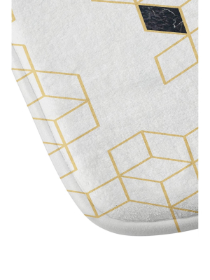 Florent Bodart Keziah Scandinavian Pattern Memory Foam Bath Mat Gold - Deny Designs