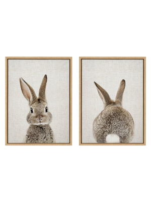 (set Of 2) 18" X 24" Sylvie Bunny Portrait Framed Canvas Wall Art By Amy Peterson Natural - Kate And Laurel