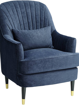 55 Downing Street Austen Navy Velvet Tufted Armchair With Pillow