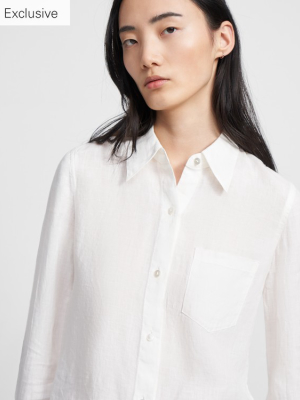 Slim Button-down Shirt In Spring Linen