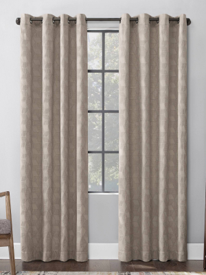 Halsey Textured Geometric Cotton Blend Semi-sheer Grommet Curtain Panel - Scott Living