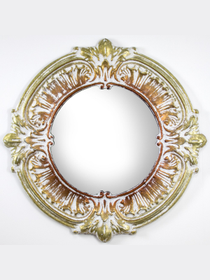 25" X 25" Metal Framed Decorative Wall Vanity Accent Mirror Baroque Style Gold Bronze - American Art Decor