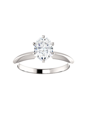 Pompeii3 1 Ct Oval Moissanite Solitaire Engagement Ring 14k White Gold