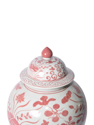 Coral Red Fish Temple Jar