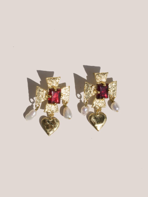 Cardinal Earrings - Ruby
