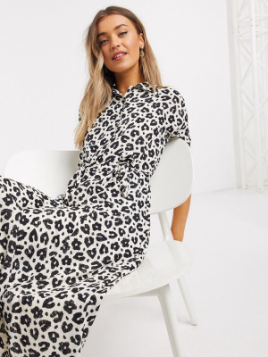 Fabienne Chapot Brizo Leopard Print Midi Shirt Dress