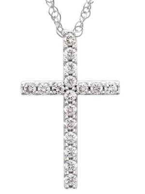 Pompeii3 1/3 Ct Diamond Cross Pendant Necklace 18" 10k White Gold 21mm Tall