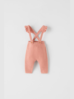 Cable Knit Pants With Suspenders