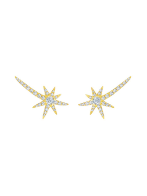 Shooting Starburst Earrings - Yellow Gold