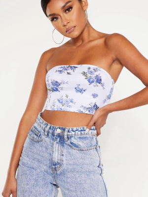 Blue Floral Printed Bandeau