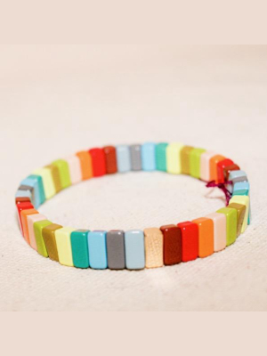 Thin Multi Color Half Square Bracelet