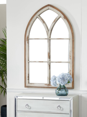 31.5" X 51" Large Wood Arched Wall Mirror With Window Frame White - Olivia & May