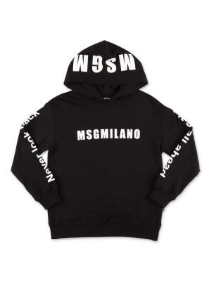 Msgm Kids Logo Printed Hoodie