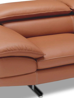 Mauro Leather Right Sectional - Cognac