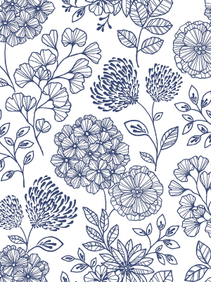 Ada Blue Floral Wallpaper From The Scott Living Ii Collection By Brewster Home Fashions