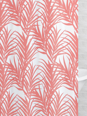 Coral Palm Shower Curtain