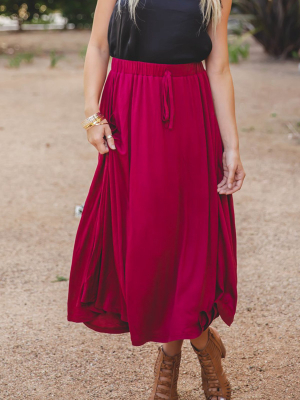 The Olive Pocket Skirt - Red