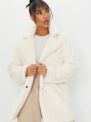 Cream Soft Faux Fur Coat