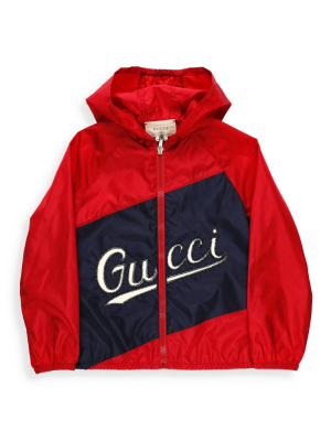 Gucci Kids Logo Embroidered Hooded Jacket