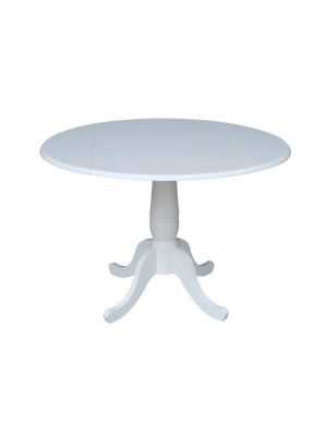 42" Patsy Round Top Dual Drop Leaf Table White - International Concepts