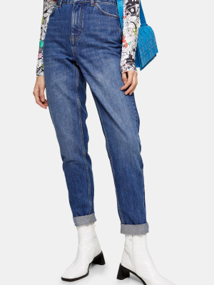 Bright Indigo Blue Mom Tapered Jeans