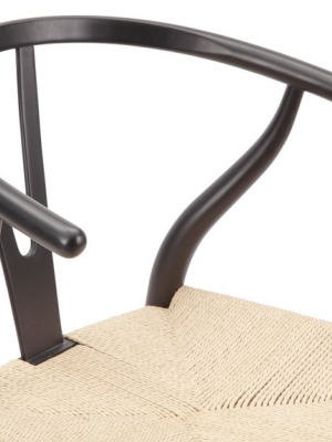 Wishbone Chair - Wishbone Chair, Black With Natural Seat