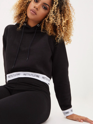 Prettylittlething Black Trim Cropped Hoodie