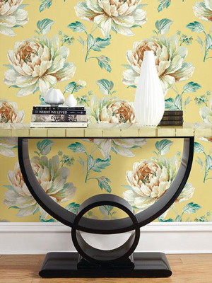 Jarrow Floral Wallpaper In Yellows And Metallic By Carl Robinson For Seabrook Wallcoverings