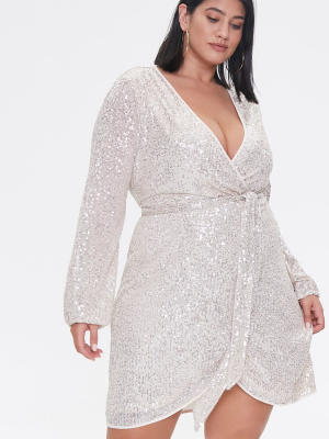 Plus Size Glittered Wrap Dress