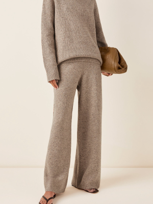 Tweed Knit Wool-blend Flared Pants