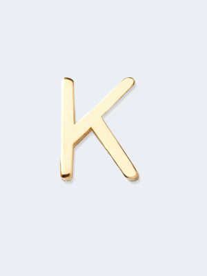 "k" Alphabet Letter Stud Earrings In Yellow Gold