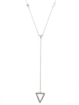 On Point Lariat Necklace, Silver