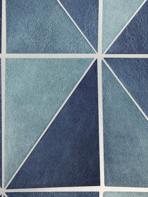 Leather Geometric Wallpaper In Blue From The Precious Elements Collection By Burke Decor