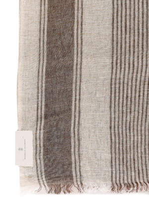 Brunello Cucinelli Striped Frayed Scarf